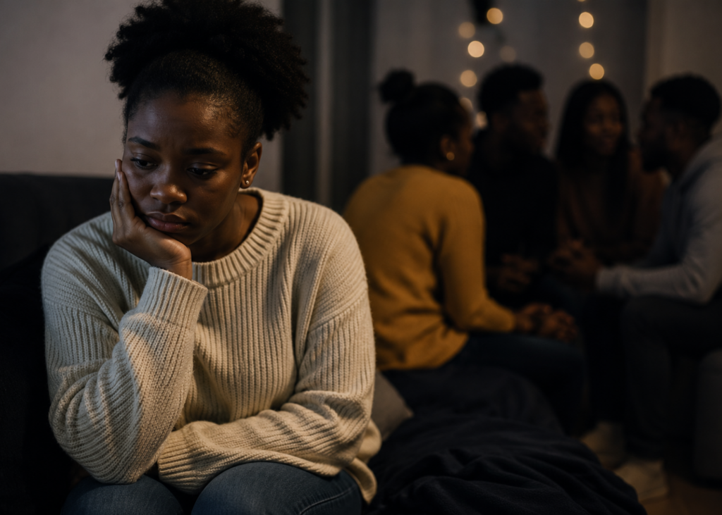a woman looking sad and lonely