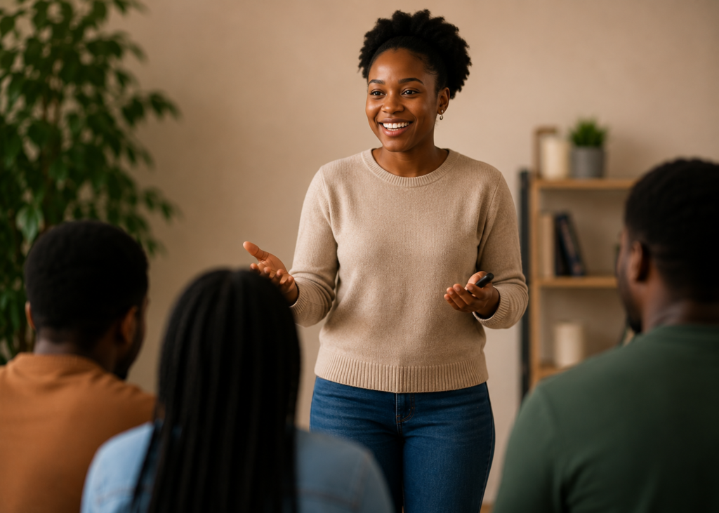 woman facilitating a training session