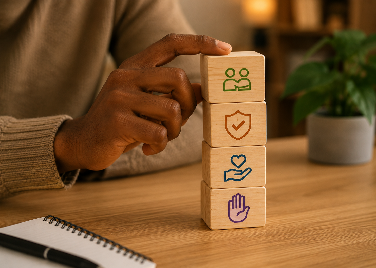 a hand pointing at the CARE Response Framework